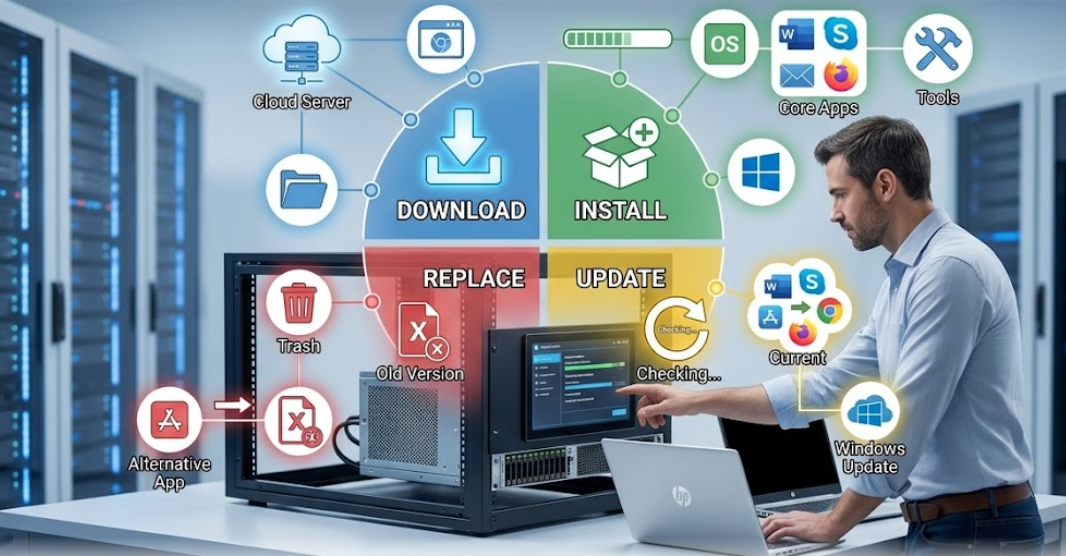 Download, install, replace, update any software